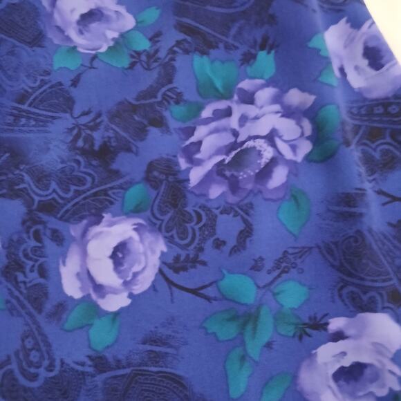 Chadwick's 4 MAXI Sleeveless FLORAL Side-Slit Blue Long Tie-Waist A-Line Dress - Picture 4 of 13